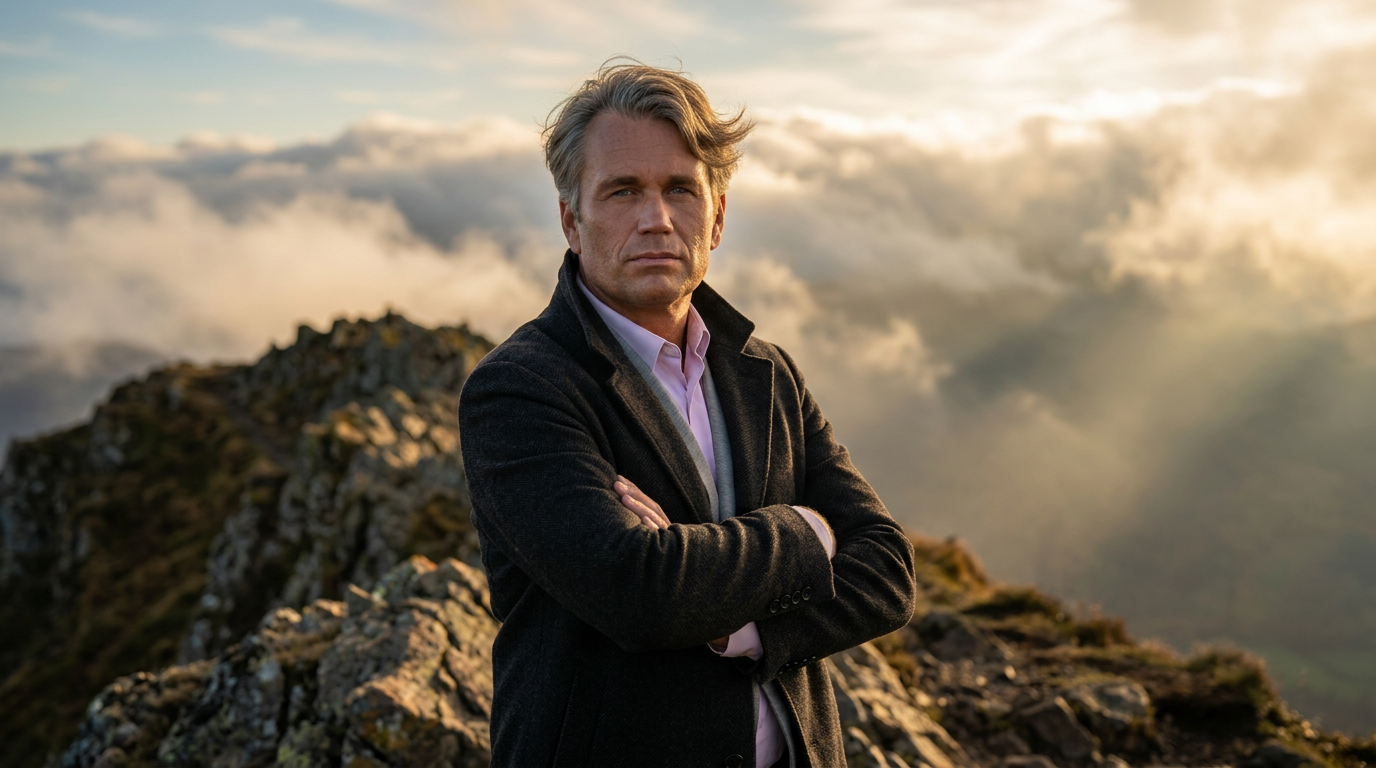 Bas Emons — standvastig op de bergkam bij zonsopgang